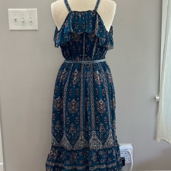 Anthropologie Ruffle Tie Maxi Boho Cottage tribal  Tiered Sasha NEW Flowy Floral - Picture 4 of 11